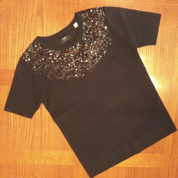 NWT Tahari Black Sequin Sweater - Picture 1 of 6